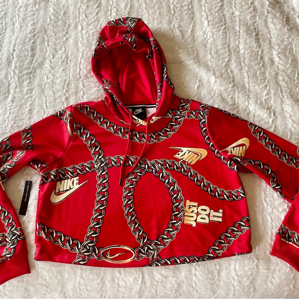 Nike Sportswear Icon Clash Womens Crop Top Hoodie Red Size M